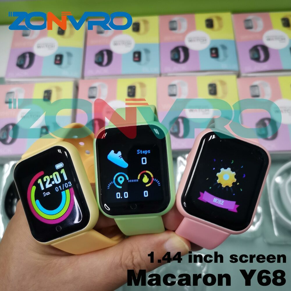 Novo smart watch y68 d20 macaron colorido moda 2021 fitness rastreador monitor de batimentos card acos